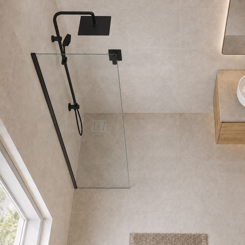 Fienza Rectangular Frameless Fixed Panel with Channel 10mm Glass 700-1200x2050mm - Variant Colour Fittings