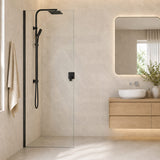 Fienza Rectangular Frameless Fixed Panel with Channel 10mm Glass 700-1200x2050mm - Variant Colour Fittings