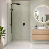 Fienza Rectangular Frameless Fixed Panel with Channel 10mm Glass 700-1200x2050mm - Variant Colour Fittings