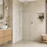 Fienza Rectangular Frameless Fixed Panel with Channel 10mm Glass 700-1200x2050mm - Variant Colour Fittings