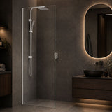 Fienza Rectangular Frameless Fixed Panel with Channel 10mm Glass 700-1200x2050mm - Variant Colour Fittings