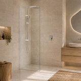 Fienza Rectangular Frameless Fixed Panel with Channel 10mm Glass 700-1200x2050mm - Variant Colour Fittings