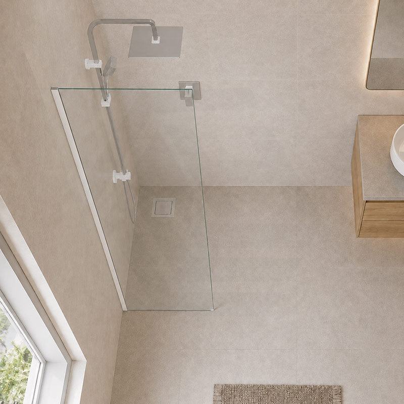 Fienza Rectangular Frameless Fixed Panel with Channel 10mm Glass 700-1200x2050mm - Variant Colour Fittings