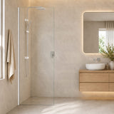 Fienza Rectangular Frameless Fixed Panel with Channel 10mm Glass 700-1200x2050mm - Variant Colour Fittings