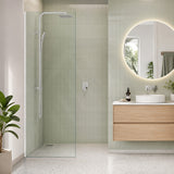 Fienza Rectangular Frameless Fixed Panel with Channel 10mm Glass 700-1200x2050mm - Variant Colour Fittings
