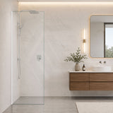 Fienza Rectangular Frameless Fixed Panel with Channel 10mm Glass 700-1200x2050mm - Variant Colour Fittings