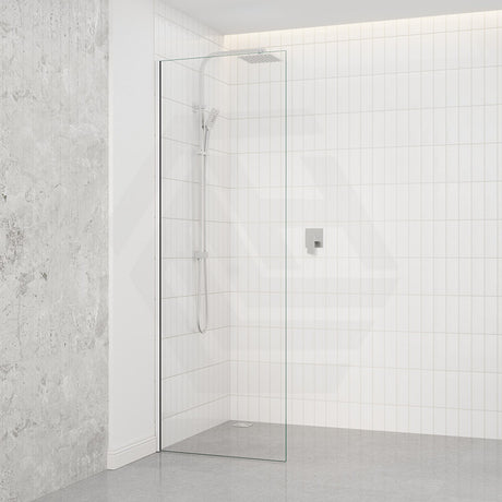Fienza Rectangular Frameless Fixed Panel with Channel 10mm Glass 700-1200x2050mm - Variant Colour Fittings