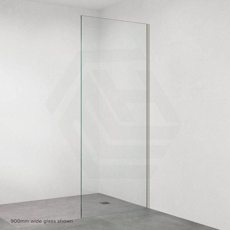 Fienza Rectangular Frameless Fixed Panel with Channel 10mm Glass 700-1200x2050mm - Variant Colour Fittings