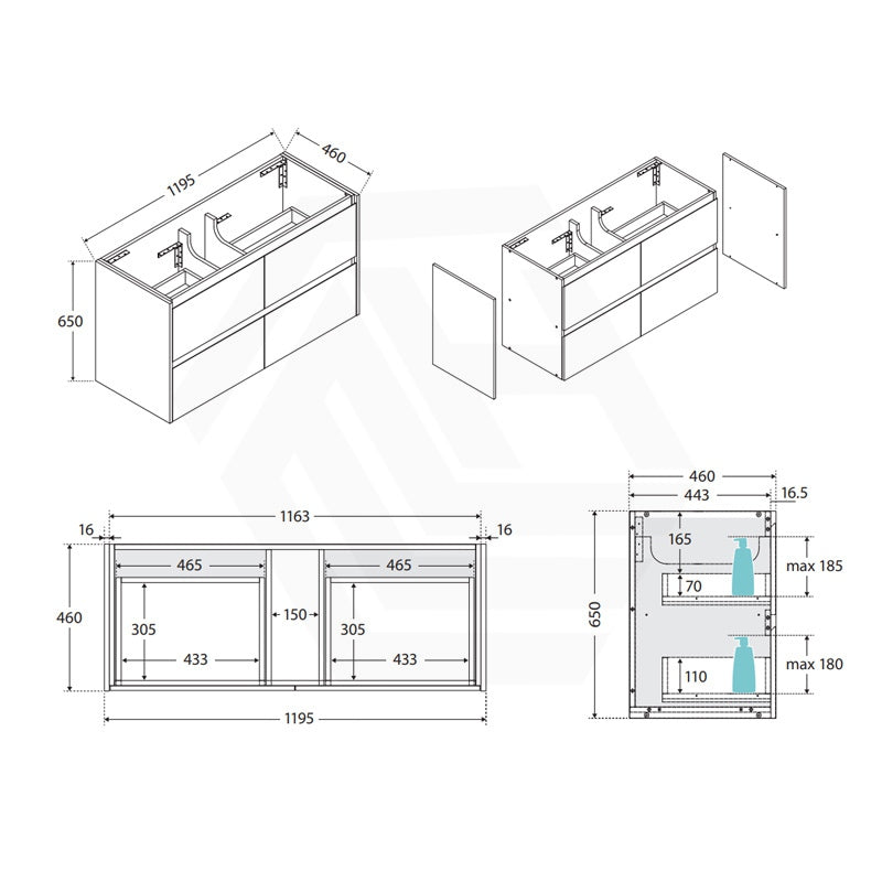 Fienza Amato 1200mm E0 MDF Wall Hung Vanity with Soft-Close Drawers Variant Colour Available