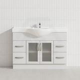 Fienza 400/600/1200Mm Freestanding Kickboard Vanity Glass Door Gloss White Mdf Board With Single