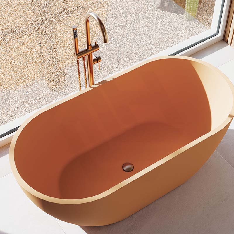 Brushed Copper Fienza Kaya Floor Mounted Bath Mixer With Hand Shower Brushed Copper Round Mixers