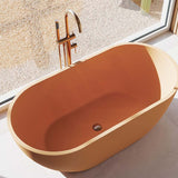 Brushed Copper Fienza Kaya Floor Mounted Bath Mixer With Hand Shower Brushed Copper Round Mixers