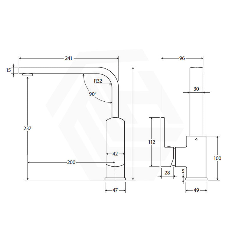 Fienza Koko Swivel Solid Brass Sink Mixer Chrome / Matt Black