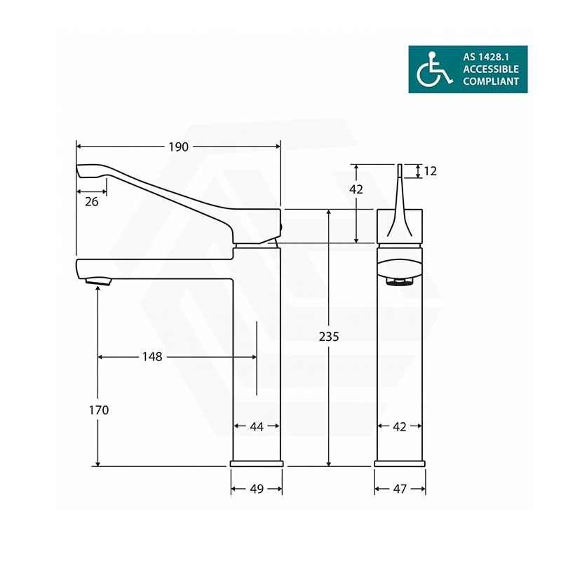 Fienza Koko Care Medium Solid Brass Basin Mixer Matt Black