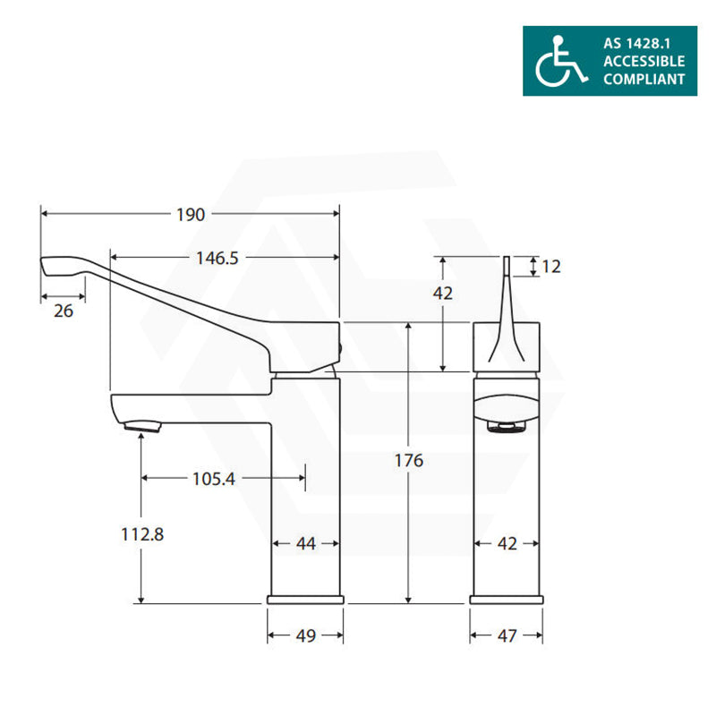 Fienza Koko Care Medium Solid Brass Basin Mixer Matt Black