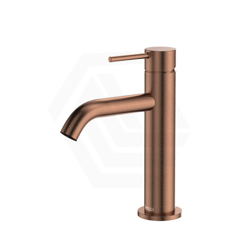 Kaya Brushed Copper Basin Mixer Curved Outlet