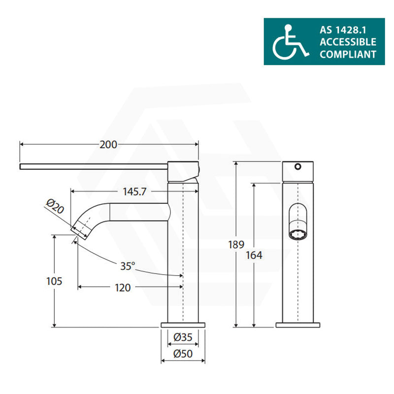 Fienza Kaya Care Short Basin Mixer Lead Free Stainless Steel Variant Colour Available