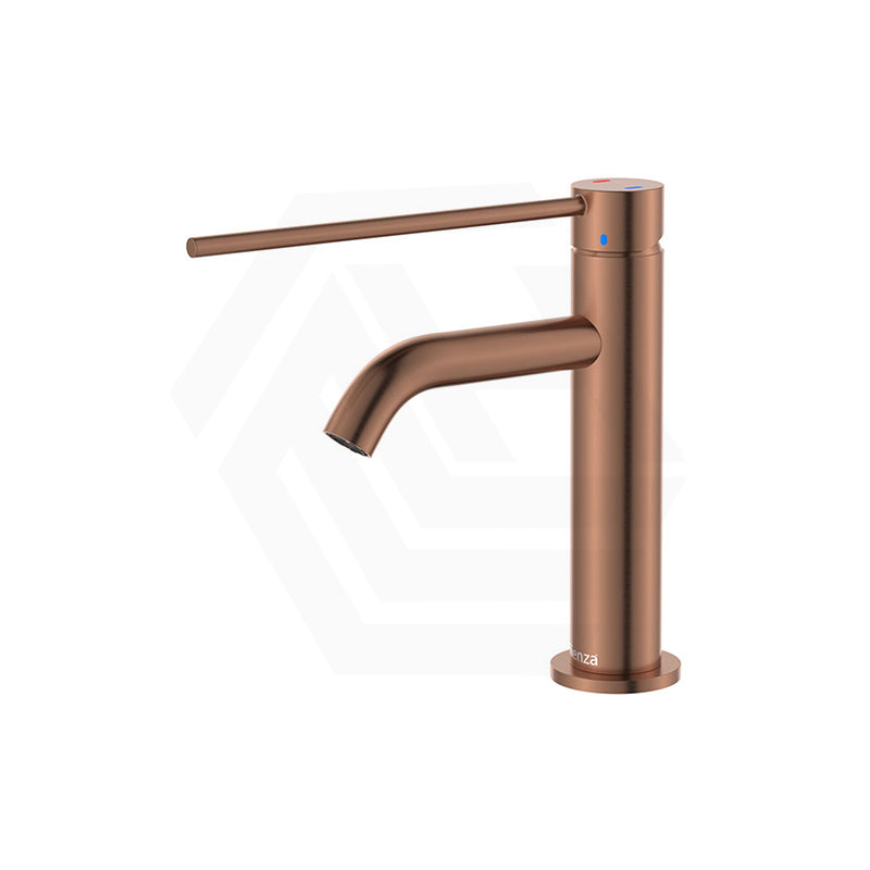 Brushed Copper Fienza Kaya Care Short Basin Mixer Lead Free Stainless Steel 