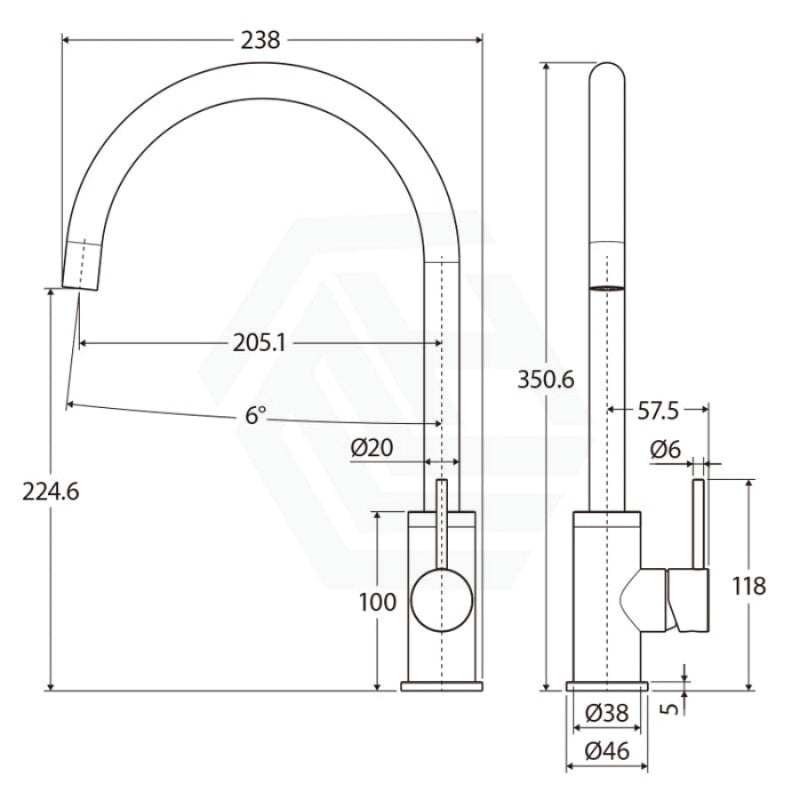 Fienza Kaya Sink Mixer With Matte Black Handle Swivel Mixers
