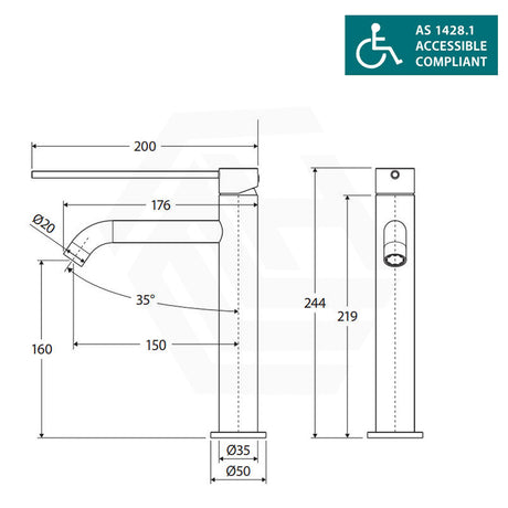 Fienza Kaya Care Medium Basin Mixer Lead Free Stainless Steel Variant Colour Available