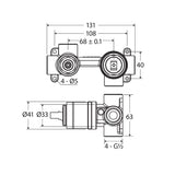 Fienza Quik-Switch Universal Wall Diverter Mixer Body, Horizontal