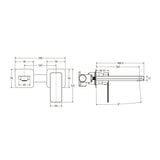 G#2(Gold) Fienza Tono 160/200mm Wall Basin Bath Mixer Set Square Plates Brushed Gold