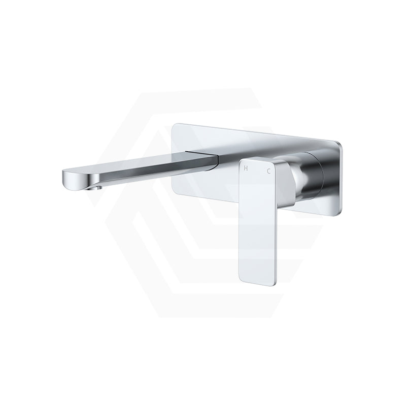 Fienza Tono Basin/Bath Wall Mixer Set with Rectangular Plate 160/200mm Outlet Variant Colour Available
