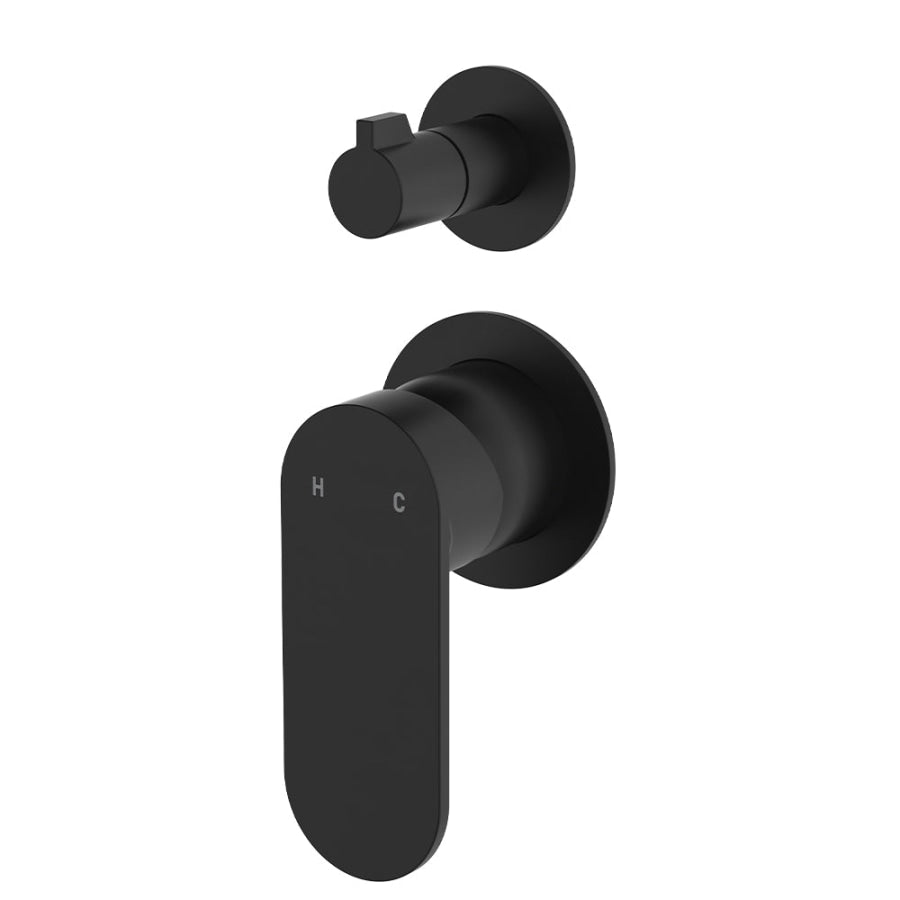 Fienza Empire Slim Vertical Wall Diverter Mixer, Small Round Plates Variant Colour Available