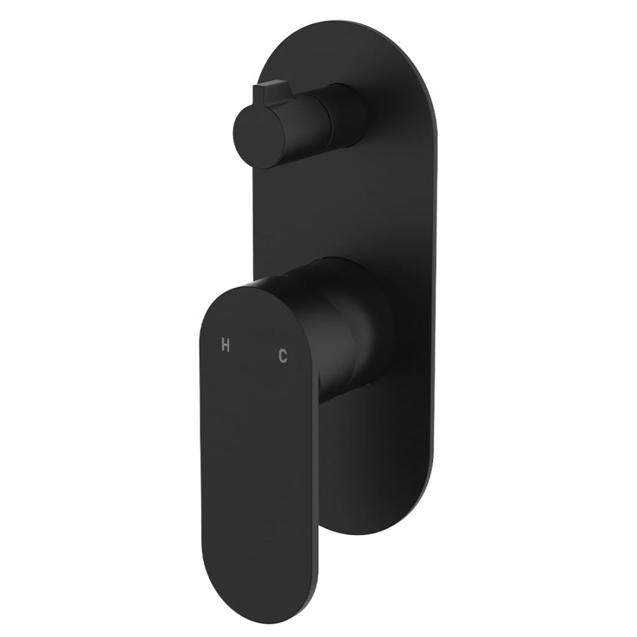 Fienza Empire Slim Vertical Wall Diverter Mixer, Large Oval Plate Variant Colour Available