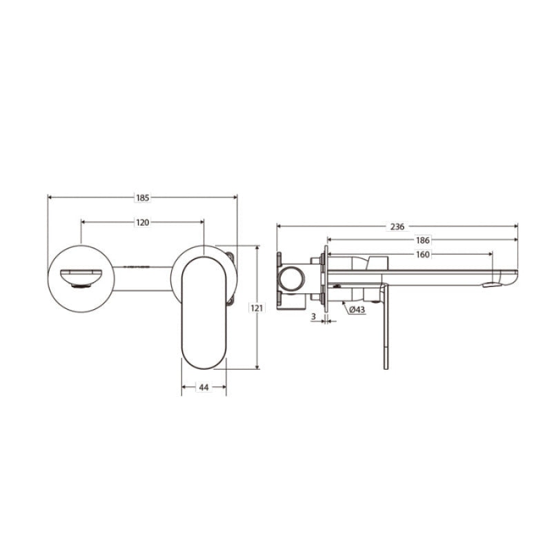 Fienza Empire Slim 160/200mm Outlet Basin/Bath Wall Mixer Set Round Plates Variant Colour Available