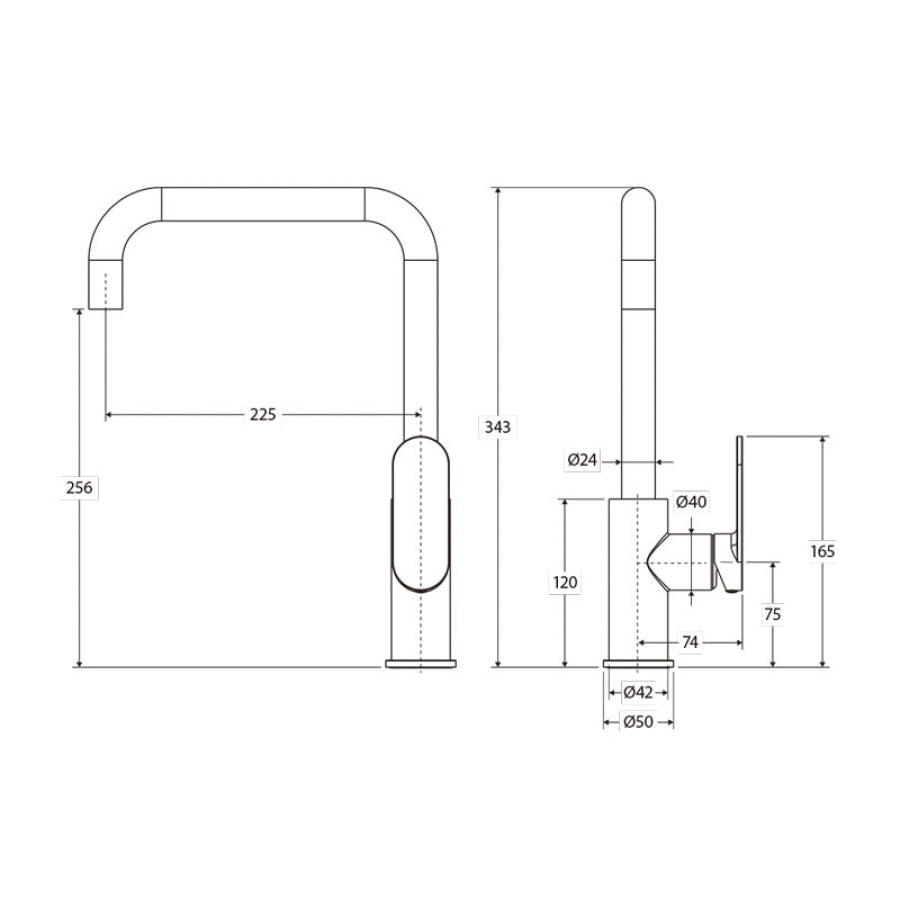 Fienza Empire Slim Swivel Kitchen Sink Mixer Tap Stainless Steel 5 Colours Available