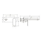 Fienza Empire Slim 160/200mm Outlet Basin/Bath Wall Mixer Set Oval Plate Variant Colour Available