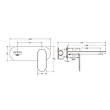 Fienza Empire Slim 160/200mm Outlet Basin/Bath Wall Mixer Set Oval Plate Variant Colour Available
