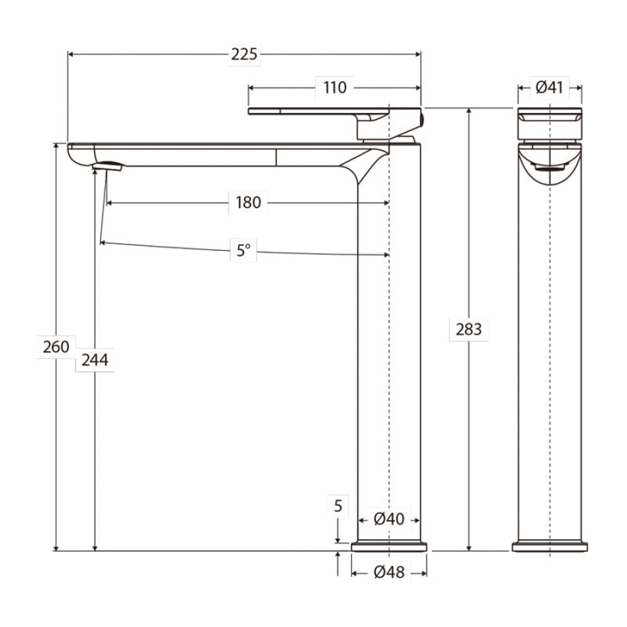 Fienza Empire Slim Cold Start Tall Basin Mixer Variant Colour Available