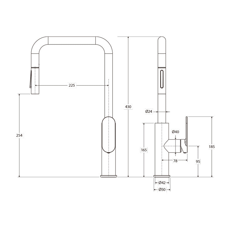 Fienza Empire Slim Swivel Pull Out Kitchen Sink Mixer Tap 5 Colours Available
