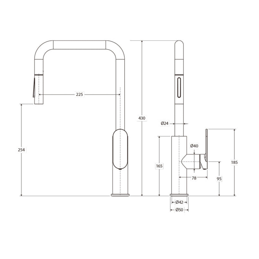 Fienza Empire Slim Swivel Pull Out Kitchen Sink Mixer Tap 5 Colours Available