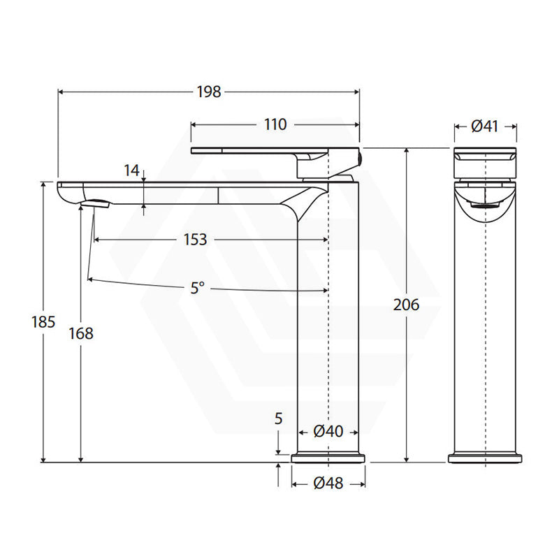 Fienza Empire Slim Lead Free Brass Medium Basin Mixer Tap Cold Start Variant Colour Available