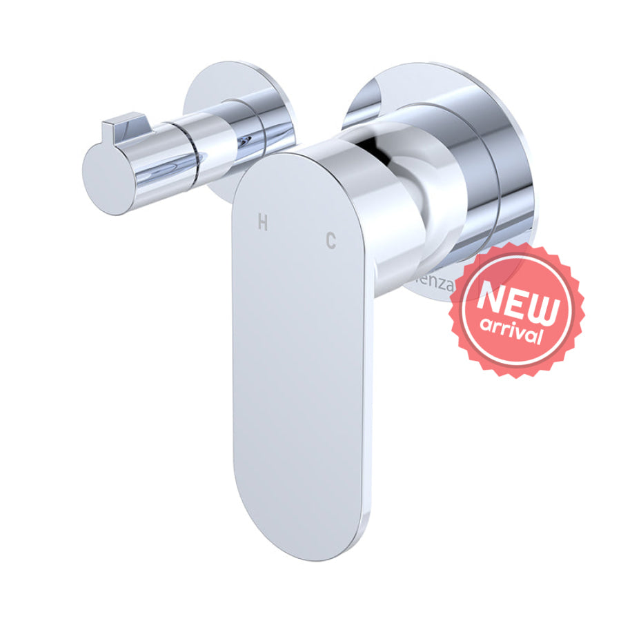 Fienza Empire Slim Horizontal Wall Diverter Mixer with Small Round Plate Available in Multiple Color Options