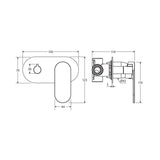 Fienza Empire Slim Horizontal Wall Diverter Mixer with Large Oval Plate Colors Available