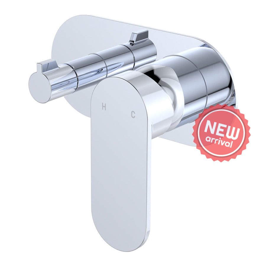 Fienza Empire Slim Horizontal Wall Diverter Mixer with Large Oval Plate Colors Available