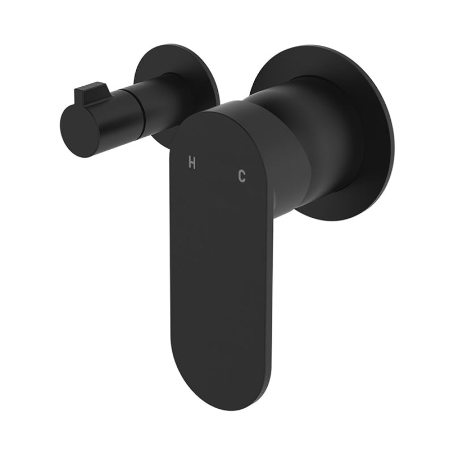 Fienza Empire Slim Horizontal Wall Diverter Mixer with Small Round Plate Available in Multiple Color Options