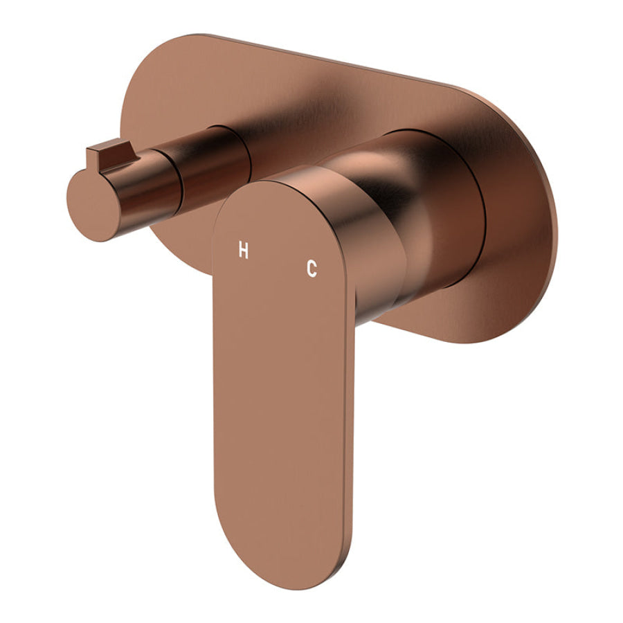 Fienza Empire Slim Horizontal Wall Diverter Mixer with Large Oval Plate Colors Available