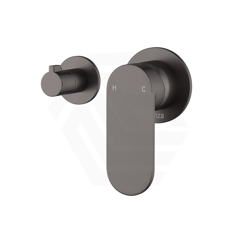 Fienza Empire Slim Horizontal Wall Diverter Mixer with Small Round Plates Variant Colour Available