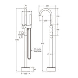Fienza Empire Slim Floor Mounted Bath Mixer With Hand Shower Variant Colour Available