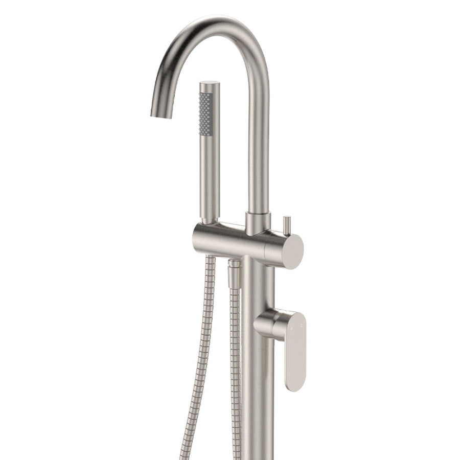 Fienza Empire Slim Floor Mounted Bath Mixer With Hand Shower Variant Colour Available