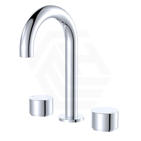 Fienza Kaya Round Basin Tap Set Hob Mounted Chrome