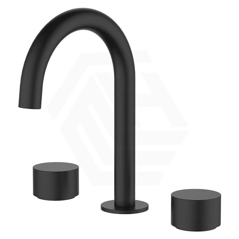 Fienza Kaya Round Basin Tap Set Hob Mounted Matt Black