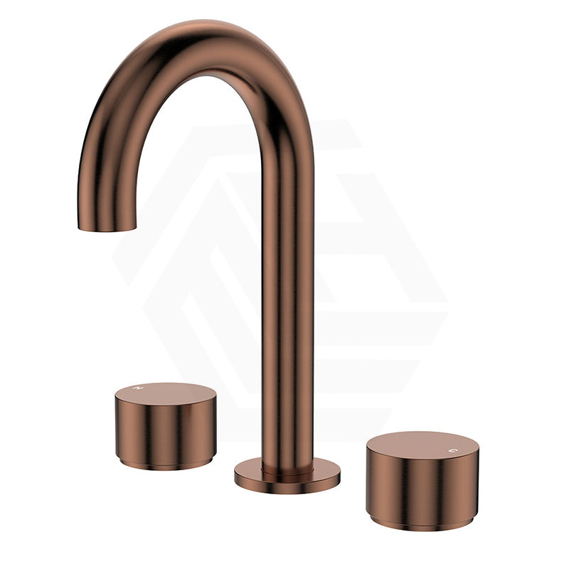 Fienza Kaya Round Basin Tap Set Hob Mounted Brushed Copper