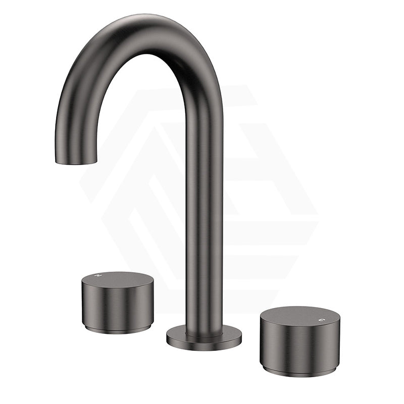 Fienza Kaya Round Basin Tap Set Hob Mounted Gunmetal Grey