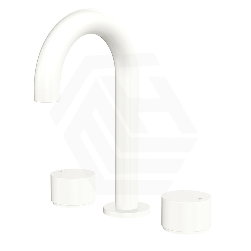 Fienza Kaya Round Basin Tap Set Hob Mounted Matt White
